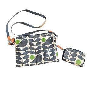 Orla Kiely Early Bird Print crossbody bag and matching small pouch